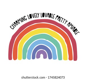 cute rainbow baby slogan print