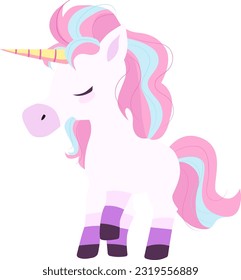 cute rainbow baby unicorn, candy unicorn in kawaii style, cartoon style, vector illustration