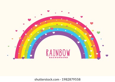 cute rainbow background with hearts background