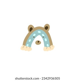 Cute rainbow bear. Vector illustration in cartoon style for card, sticker, postcard and print