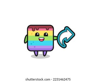 cute rainbow cake hold social media share symbol , cute style design for t shirt, sticker, logo element