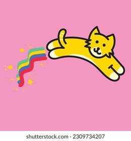 Cute Rainbow Cat Animal Vector Illustration Icon