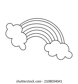 Cute rainbow and clouds. Cloth design, wallpaper, wrapping, textiles, paper, cards, invitations, holiday, birthday. Vector illustration in doodle style - isolated.