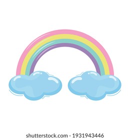 cute rainbow in clouds icons