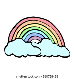 Cute rainbow and clouds illustration on a white background. Cloth design, wallpaper, wrapping, textiles, paper, cards, invitations, holiday, birthday