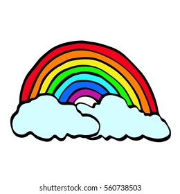 Cute rainbow and clouds illustration on a white background. Cloth design, wallpaper, wrapping, textiles, paper, cards, invitations, holiday, birthday