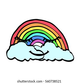 Cute rainbow and clouds illustration on a white background. Cloth design, wallpaper, wrapping, textiles, paper, cards, invitations, holiday, birthday