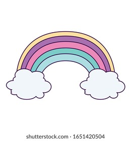 arco iris lindo con nubes aisladas icono ilustración vectorial diseño