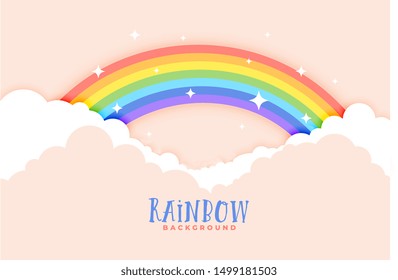 cute rainbow and clouds pink background design