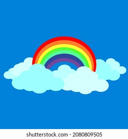 Cute rainbow and clouds in the sky design vector illustration.