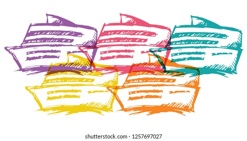 Cute Rainbow Color Set Collection of Marine Ship Boat Transporation. Flat Line Icon, Sign, Symbol Isolated Background. Graphic Design Abstract Art, Elements, Vector Illustration EPS 10