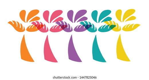 Cute Rainbow Color Set or Collection of Animal Cartoon Whale Tail. Flat Line Icon, Sign, and Symbol on Isolated Background. Vector Illustration.
