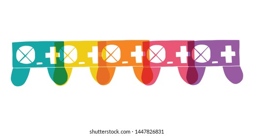 Cute Rainbow Color Set or Collection of Video Gaming Controller. Flat Line Icon, Sign, and Symbol on Isolated Background. Vector Illustration.