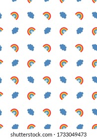 Cute rainbow and coud baby seamless pattern. Vector illustration.