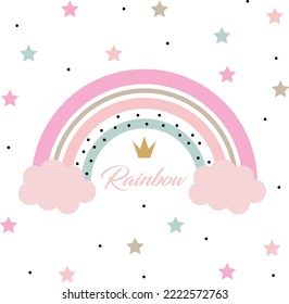 cute rainbow and crown and star 