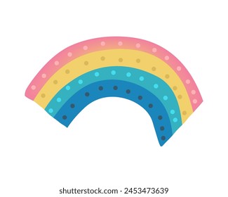 Cute rainbow with dots. Vector illustration isolated on white.