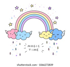 Vector Illustration Rainbow Quote Print Cartoon Stock Vector (Royalty ...