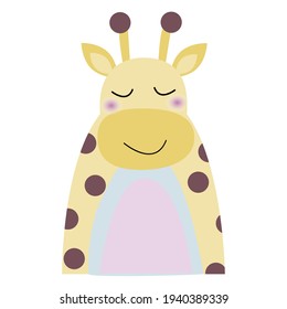 cute rainbow giraffe on a white background in the scandinavian style
