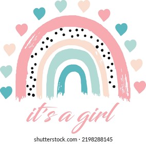 cute rainbow and heaer vector 