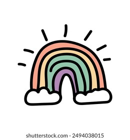 cute rainbow icon doodle element, vector illustration design. 