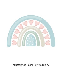 Cute rainbow icon in flat style isolated on white background.