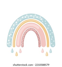 Cute rainbow icon in flat style isolated on white background.