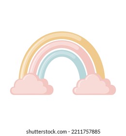 Cute rainbow icon in flat style isolated on white background.