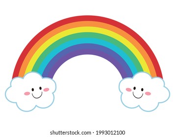 Cute rainbow icon illustration material