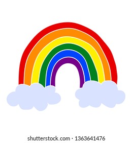 Rainbow Clouds Against White Background Stock Vector (Royalty Free ...