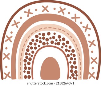 Cute rainbow illustration in neutral colors.  Striped rainbow in vintage pastel colors. A simple vector illustration of a clipart, for children's, magazines, advertising,logo, mobile applications, boo