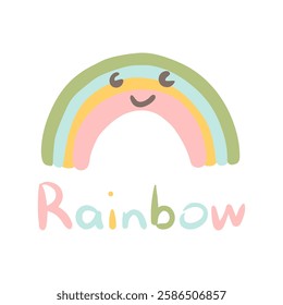 Cute rainbow illustration, pastel colors, cheerful design vector illustration