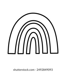 Cute rainbow isolated on white background. Vector hand-drawn illustration in doodle style. Perfect for decorations, logo, various designs.