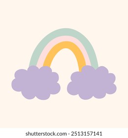 Cute rainbow isolated on a white background. Vector hand-drawn illustration in flat style. Perfect for decorations, logo, various designs.