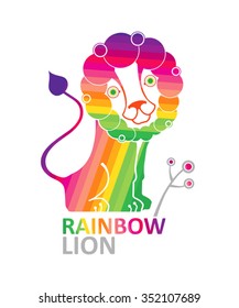 Cute rainbow lion. Vector illustration.