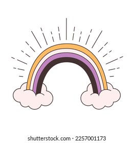 Cute rainbow. Non-binary flag's colors rainbow. Love is love. Romantic, love and Valentine's day concept. Vector illustration