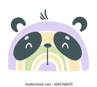 Cute Rainbow Panda Bear for Childish Nursery Decor Vector Illustration