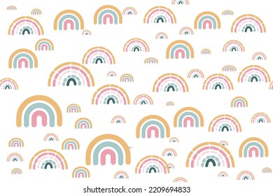 Cute Rainbow Pastel seamless patterns vector illustration design It\'s a form created by freehand merging. Create beautiful fabric patterns designed for print used in the ,wallpaper,fashion 