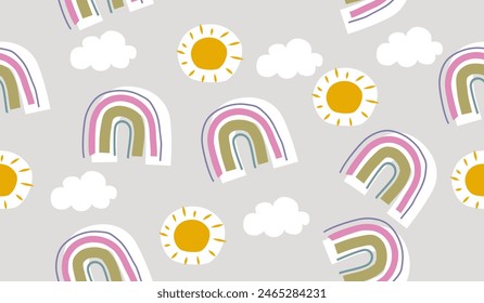 Cute rainbow pattern background vector design