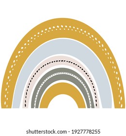 Cute rainbow in scandinavian style. Watercolor effect rainbow isolated on a white background. Pastel colors. Modern art.