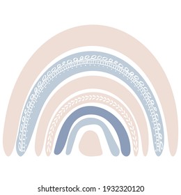 Cute rainbow in scandinavian style. Watercolor effect rainbow isolated on a white background. Pastel colors. Modern art.