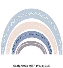 Cute rainbow in scandinavian style. Watercolor effect rainbow isolated on a white background. Pastel colors. Modern art. Bohemian style colors. Boho pastel rainbow.