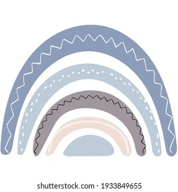 Cute rainbow in scandinavian style. Watercolor effect rainbow isolated on a white background. Pastel colors. Modern art.