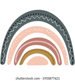 Cute rainbow in scandinavian style. Watercolor effect rainbow isolated on a white background. Pastel colors. Modern art.