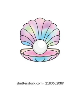 Cute Rainbow Sea Shell Pearl Unicorn Stock Vector (Royalty Free ...