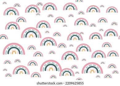 Cute Rainbow seamless patterns vector illustration design It is a pattern created by combining freehand. Create beautiful fabric patterns. Design for print. Using in the fashion industry.