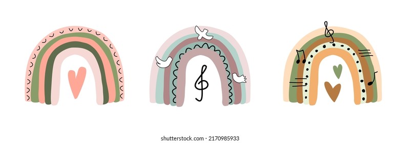 Arcoíris finos. Estilo plano. Ilustración del vector 