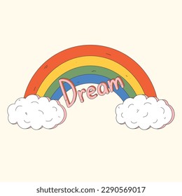 Cute rainbow with slogan. Vector illustration design for fabrics, textile graphics, prints