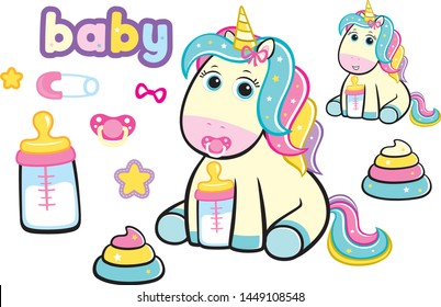 Cute Rainbow Sparkle Baby Unicorn