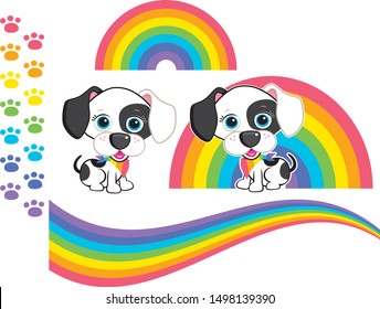 Cute Rainbow Spotty Dog Vectors