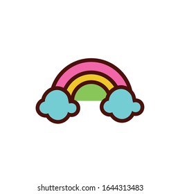 diseño de ilustración vectorial de estilo plano con resorte arco iris lindo